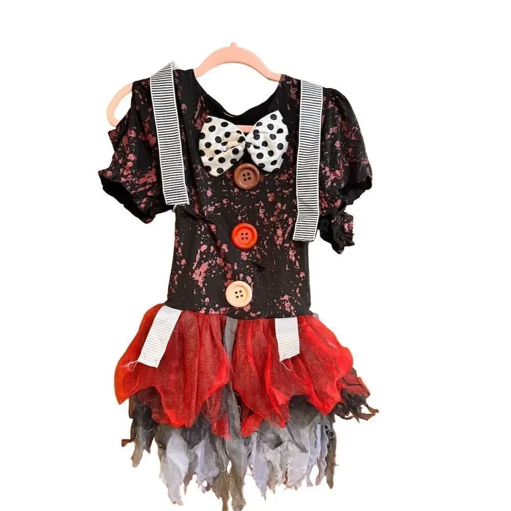 Spirit Halloween Girls Killer Clown Costume Dress Size M Multicolor